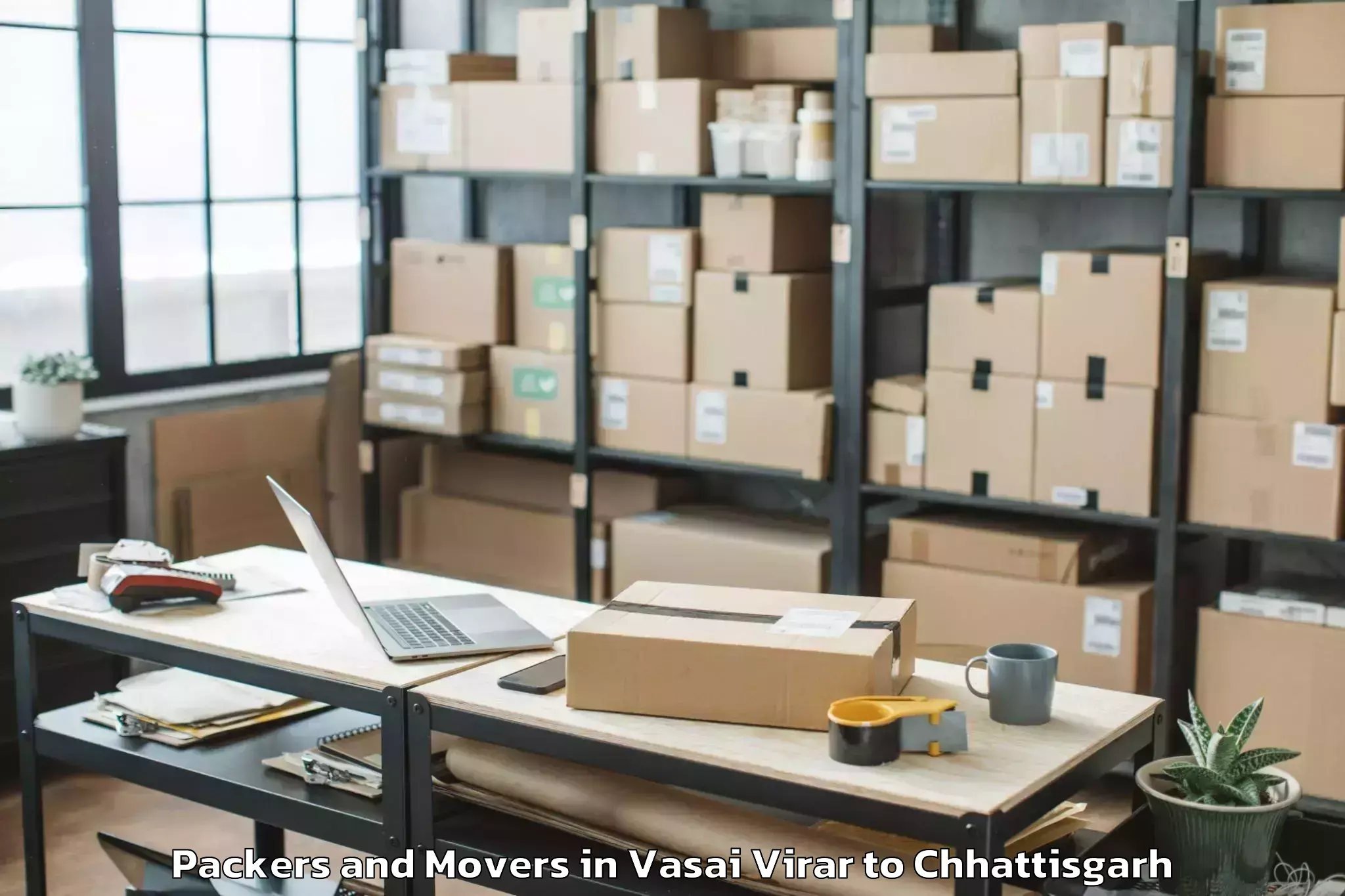 Book Vasai Virar to Dharamjaigarh Packers And Movers Online